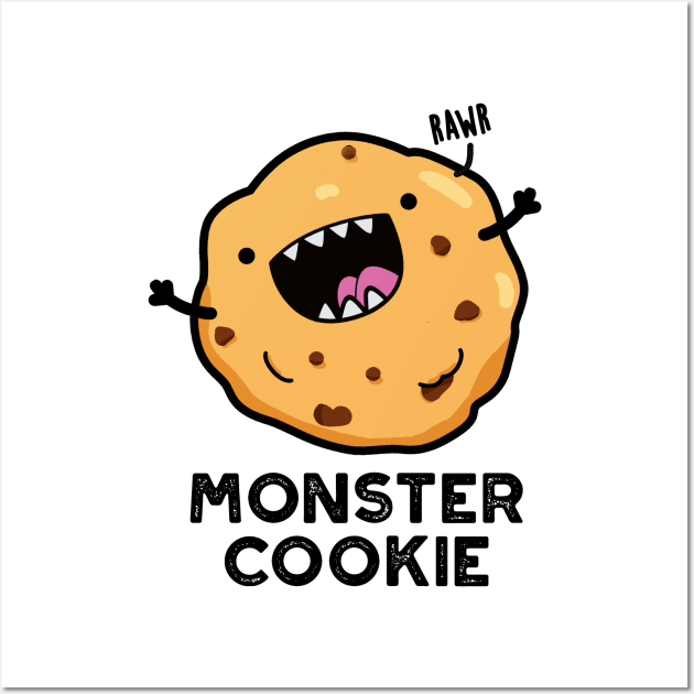 Monster Cookie Cute Food Pun Wall Art by punnybone